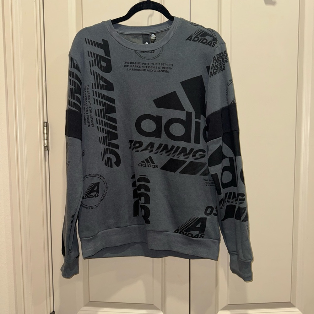 Adidas Black and Gray Graphic Sweatshirt